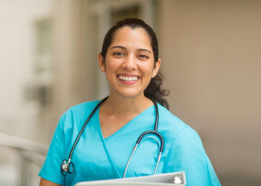 Smiling happy nurse caregiver